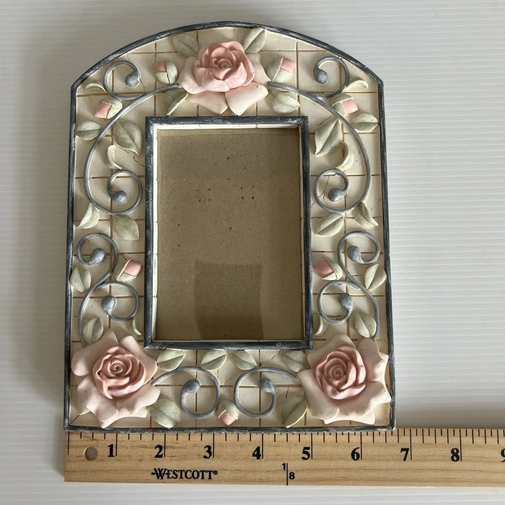Vintage Shabby Chic Picture Photo Frame Pink Roses Cottagecore